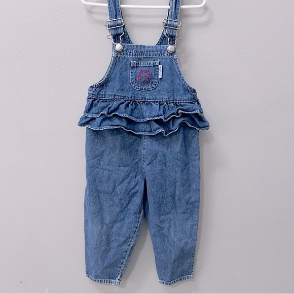 Vintage Sprockets Denim Bubble Ruffle Overall Size 3T - Picture 1 of 12